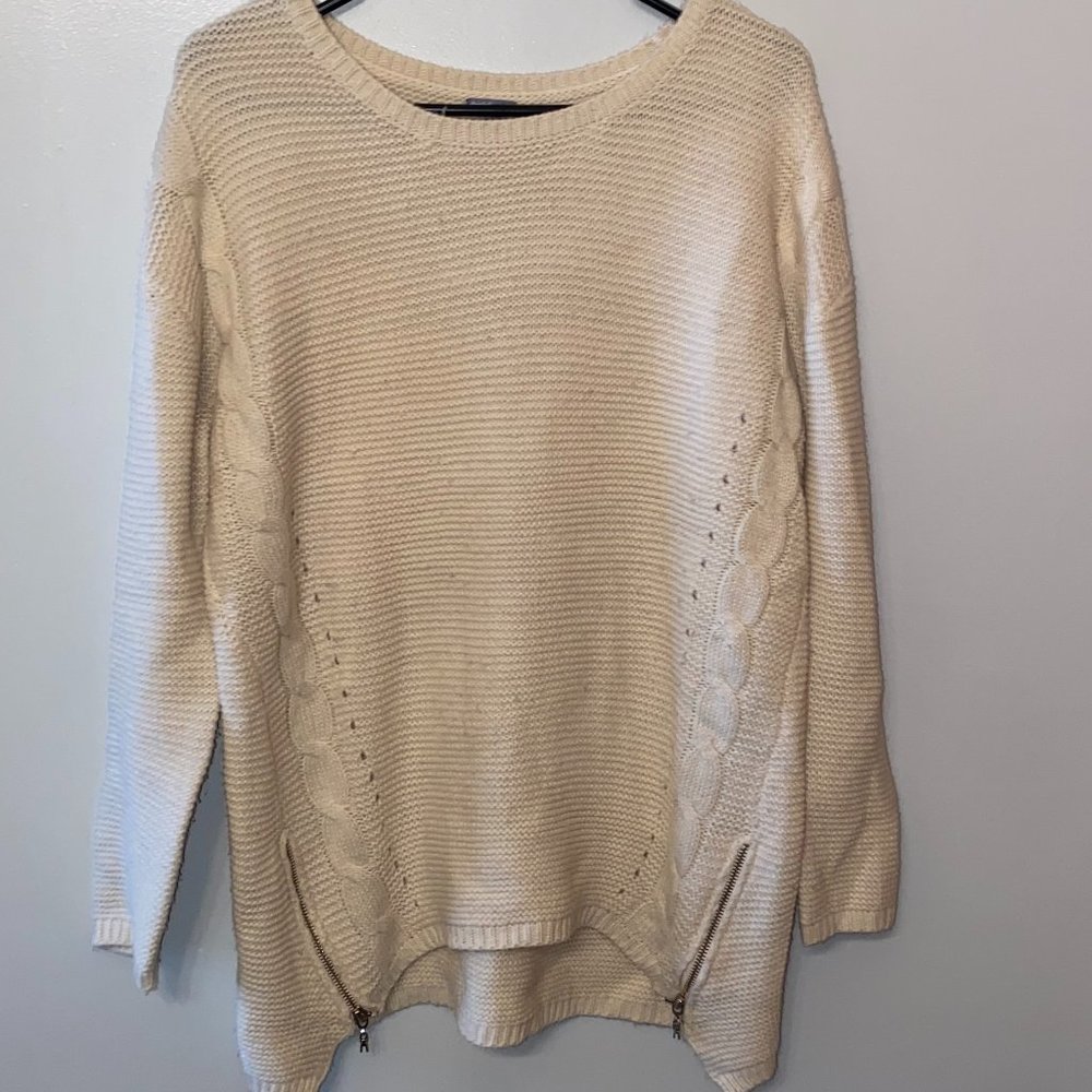 Charlotte Russe | Tan Sweater with Zipper Detailing